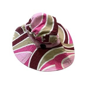 Roxy Sun Hat Pink Swirl Brim Bucket Beach Surf Boho Summer Coastal Tropical